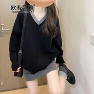 歐若婷雅新品連衣裙秋冬慵懶風(fēng)毛衣韓系穿搭上衣兩件套小個(gè)子裙子衣服女裝 上衣+裙子 M