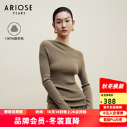 艾諾絲雅詩【商場同款】冬季新品不對稱露肩羊毛衫秋冬打底衫女30938029 灰棕色 L