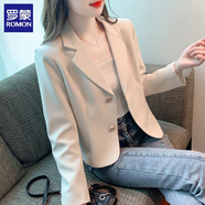 羅蒙（ROMON）小個(gè)子短款休閑西裝外套女春秋季高級(jí)感法式氣質(zhì)顯瘦長(zhǎng)袖西服上衣 杏色 L