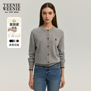 Teenie Weenie小熊女裝簡(jiǎn)約針織衫女秋冬針織開(kāi)衫罩衫短外套上衣 灰色 M (165)