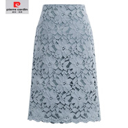 皮爾卡丹（pierre cardin）蕾絲半身裙子女春夏胖mm加肥加大碼洋氣百搭中裙子a字包臀裙200斤 淺藍色 L 建議105-115斤