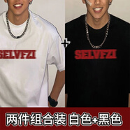 迪伽達(dá) 短袖T恤男夏季美式復(fù)古重磅潮牌潮流體恤純棉百搭寬松半袖上衣 MCWP-SC14白色+黑色 M