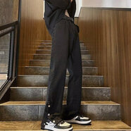 迪伽達牛仔褲男裝秋冬季簡(jiǎn)約寬松港風(fēng)復古休閑潮牌時(shí)尚九分褲子男士學(xué)生 DFFS-728黑色 2XL 【建議130-145斤】