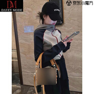 DAVEY MODE2025新款早秋穿搭上衣歐貨又a又颯衛(wèi)衣初秋薄外套女裝春秋款 拼色外套【zt】 S