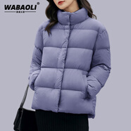 WABAOLI 短款羽絨服女2025年冬季新款加厚時(shí)尚洋氣立領(lǐng)連帽休閑韓版外套 霧霾藍(lán)立領(lǐng) L 【建議100-110斤】