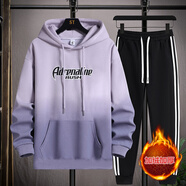 柏樂迪青少年春秋款衛(wèi)衣12歲男孩初中高中學生帥氣套裝15大童秋裝運動服 DHZ-TZ7771紫色（衛(wèi)衣+長褲）加絨加厚 160 (M) 建議體重75-98斤左右