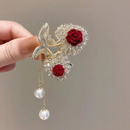 歐陽(yáng)先生感紅色玫瑰花水鉆櫻桃抓夾韓版可愛(ài)流蘇發(fā)夾女半扎發(fā)發(fā)卡頭飾 X506櫻桃抓夾