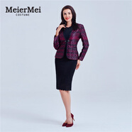MeierMei玫而美女裝專柜時(shí)尚印花舒適面料小西服短外套秋冬長(zhǎng)袖上衣 G15黑紅格 38