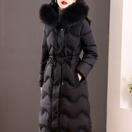 古地斯 羽絨服女中長(cháng)款2025鴨絨加厚時(shí)尚過(guò)膝冬外套保暖外套羽絨服上衣 黑色毛領(lǐng) M