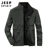 JEEP SPIRIT吉普外套男春秋季夾克男士兩面穿立領(lǐng)休閑運(yùn)動男裝上衣  軍色 XL