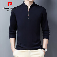 皮爾卡丹（pierre cardin）官方品牌長(zhǎng)袖t恤男士新款拉鏈款立領(lǐng)中青年大碼針織舒適polo 衫 上青 XL 52/175 【建議120-132斤】