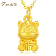 蒂蔻（Tico）生日禮物本命年足金十二生肖黃金吊墜馬項(xiàng)鏈3D硬金馬生肖掛墜