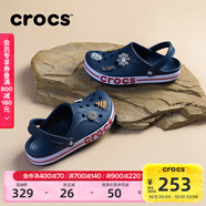 卡駱馳（CROCS）洞洞鞋貝雅卡駱班輕便耐磨一腳蹬休閑鞋|205089 深藍/辣椒紅-4CC 37 /38(230mm)