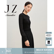 玖姿·安娜蔻宮廷風(fēng)優(yōu)雅羊毛花邊拼接上衣針織衫女2024春款 素黑 L