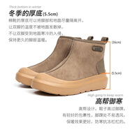 沙馳靴子 2025新品時尚皮毛休閑雪地靴羊毛保暖輕便套筒厚底雪地靴 軍綠（532487110Z） 39 歐碼（國碼40）