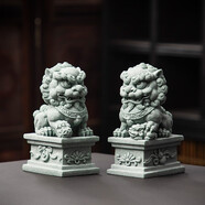 石獅子新中式石獅子擺件一對(duì)鎮(zhèn)宅唐獅桌面裝飾大門口看門石雕 SS獅子【雌雄一對(duì)】