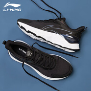 李寧男鞋跑步鞋新款輕逸學(xué)生減震耐磨舒適透氣慢跑鞋休閑運動(dòng)鞋 黑色/銀色（越影） 43