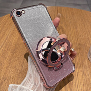 維霖坊iphone6手機殼蘋(píng)果6s保護6plus硅膠套6splus全包i6防摔6p透明軟殼ip6帶支架6sp女六puls高顏值新款 【閃粉-玫瑰金】自帶鏡頭膜全屏鋼膜+化妝鏡支架 iPhone 6 plus