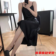 柒十念新款吊帶裙長(zhǎng)款夏季顯瘦V領(lǐng)段連衣裙內(nèi)搭外穿打底婚紗裙 黑色 長(zhǎng)裙 3XL 【建議145-155斤內(nèi)】