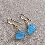 芯香天然冰種海藍寶耳環(huán)藍水晶耳墜耳飾耳線(xiàn)可定制s925銀14K注金補水 桔紅色 上新貝殼耳鉤