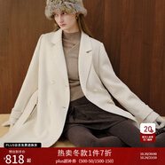 自巧（ZIQIAO）小個(gè)子正肩100%全羊毛雙面呢大衣女2023冬季新款毛呢西裝外套 巧米色 S (3碼)