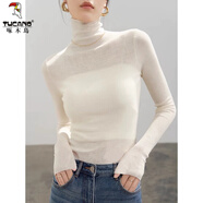 啄木鳥(niǎo)堆堆領(lǐng)針織衫女秋冬款疊穿高級感長(cháng)袖軟糯修身內搭打底高領(lǐng)毛衣 白色 XL