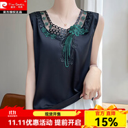 皮爾卡丹吊帶背心女內(nèi)搭小西裝夏季薄款醋酸蕾絲無袖打底衫上衣外穿 【黑綠色】RW-F131蕾絲吊帶 3XL 【145-160斤】