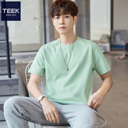 TEEK純色休閑短袖男生高考上衣 青少年百搭純棉衣服2026夏季中考體恤 淺綠色 S