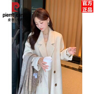 皮爾卡丹流行白鴨絨內膽加絨大衣女中長(cháng)款2025冬季韓版加厚寬松羽絨服外套 燕麥色[夾棉升級版] 加厚 S [建議100-113斤]