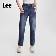 Lee413標準高腰小直腳中深藍女牛仔褲潮