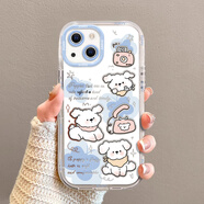 APPLE適用蘋果15手機殼新款iPhone14promax鏡面IP13泡芙殼12mini高級感11pro防摔xsmax保護套8plus三只 z576電話三只小狗+膜 iPhone6plus