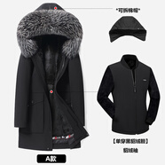 NLMN冬季新款派克服男士皮毛一體整貂皮草內膽保暖中長(cháng)款貂絨大衣外套 A銀狐領(lǐng)-單穿黑貂絨膽貂絨袖棉帽 XL (180) 【135-150斤】