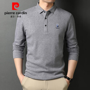 皮爾卡丹（pierre cardin）【5萬(wàn)+已加購(gòu)】高端長(zhǎng)袖t恤男士中年商務(wù)休閑上衣寬松翻領(lǐng)polo 衫 6618灰色【冰涼透氣不起球】 XL 175建議130-150斤