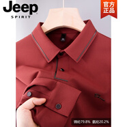 JEEP SPIRIT短袖T恤男喜爸爸夏季裝本命年紅色冰絲polo.衫婚宴結(jié)婚禮服上衣服 3031磚紅(長 袖) 春秋款 XL 140-160斤