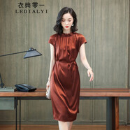衣典零一（LEDIALYI）真絲連衣裙女裝2025夏季新款杭州高端氣質(zhì)品牌中年桑蠶絲裙子夏天 焦糖色 M