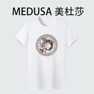 美杜莎Medusa短袖T恤男士時(shí)尚印花圓領(lǐng)夏季商務(wù)燙鉆休閑潮流體恤衫88187 白色 56/3XL