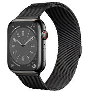 樂(lè )諾（LENUO）樂(lè )諾適用蘋(píng)果手表iwatchS10表帶AppleWatchS9米蘭尼斯S8金屬SE女男款u 兩節裝黑色 424445mm帶送保護殼+保護膜