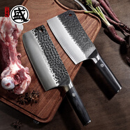 三本盛日本進口菜刀家用切片刀砍骨刀手工鍛打廚師刀傳統(tǒng)中式廚房刀具 中華斬切刀+砍骨刀【黑木柄】