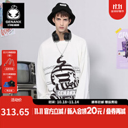閃電潮牌（GENANX）套頭毛衣冬季嘻哈街頭卡通提花圓領(lǐng)男女同款潮 白色 M