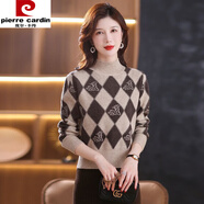 皮爾卡丹（pierre cardin）新款毛衣女小個(gè)子復(fù)古提花打底衫內(nèi)搭秋冬短款半高領(lǐng)羊毛衫上衣厚 米色 L 115-128斤厚實(shí)毛衣