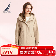 諾帝卡（NAUTICA）【商場同款】女裝春夏新款特氟龍防輕濺水抗污薄夾克女41JO02 淺卡其2BM M