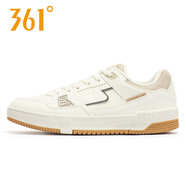 361°女鞋運動鞋2025秋季新款鞋子361官方正品橡膠防滑戶外滑板鞋板鞋 羽毛白/羊皮紙色 39