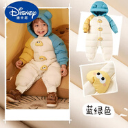 迪士尼嬰幼兒羽絨連體衣2025冬季新款加厚保暖兒童寶寶羽絨爬服哈衣 藍色-小熊耳朵 73 cm 【充絨量80克】