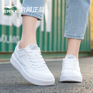 鴻星爾克（ERKE）板鞋女鞋跑步鞋夏季新款女士休閑皮面防水運(yùn)動(dòng)鞋低幫耐磨小白鞋 正白1096 40
