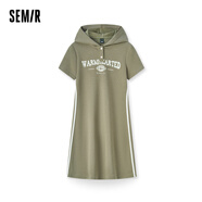 森馬（Semir）連衣裙女字母印花復(fù)古潮流休閑2024新款夏修身連帽短裙運(yùn)動(dòng)風(fēng) 綠色調(diào)00344-長(zhǎng)款 XS