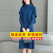 Radinka 2025秋冬新款女連衣裙套裝裙子韓版洋氣網(wǎng)紅小香風針織兩件裝KNQ 藍色 M 90-105斤
