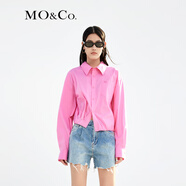 MO&Co.設計感小眾解構立裁極簡(jiǎn)風(fēng)襯衫外套截短MC刺繡上衣摩安珂 芭比粉色 M 165