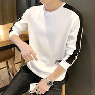 花花公子（PLAYBOY）長袖t恤男士衛(wèi)衣春秋季潮流寬松大碼上衣服體恤學(xué)生打底衫男裝 01白色 4XL [185-200斤]