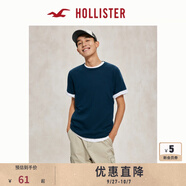 HOLLISTER小海鷗圖案24夏情侶基礎(chǔ)款短袖T恤男裝女裝324-4042 深藍(lán)色 M (180/100A)