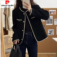 初徑大碼黑色小香風(fēng)外套女2024春秋冬新款法式感顯瘦氣質(zhì)正肩上衣 黑色【夾棉款】 3XL 【建議155-165斤】